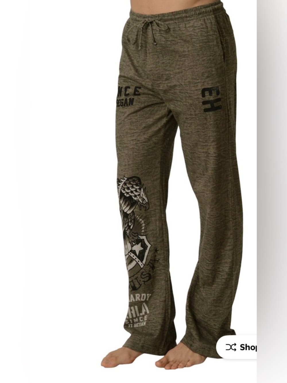 Ed Hardy Men's USA Eagle Lounge Pants Size Large Green